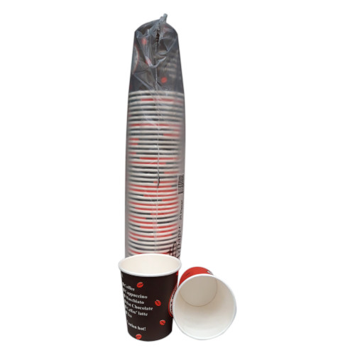 Kaffeebecher 0,2L 50 Stk braun/rot